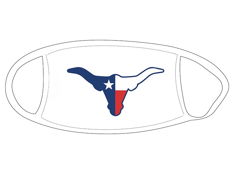 Face Mask with Texas Flag Steer Head Design